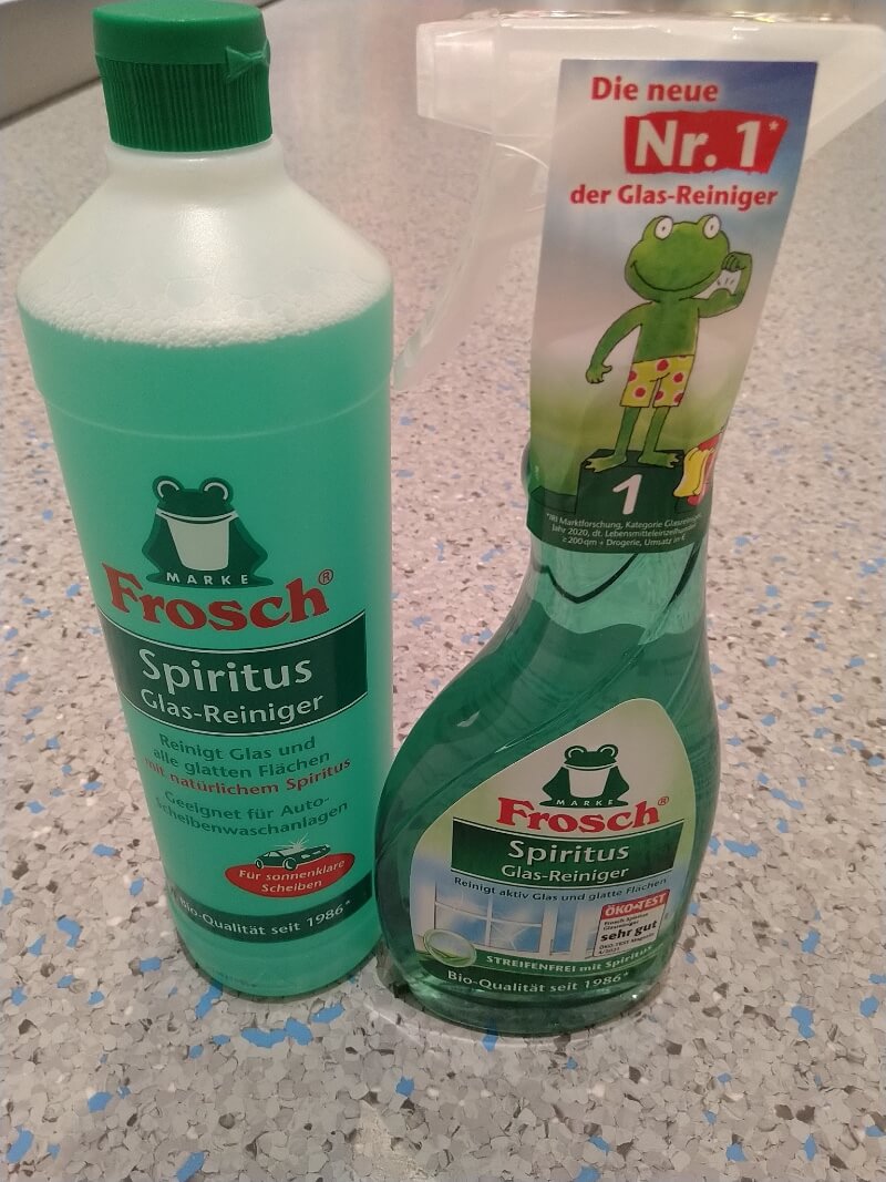 Fenster putzen mit Spiritus - Spiritus-Glasreiniger von Frosch